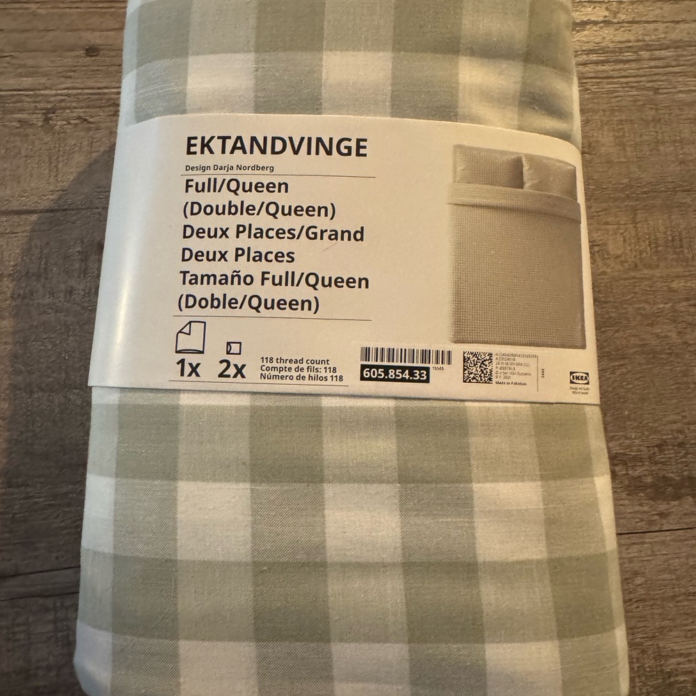 EKTANDVINGE Full/Queen Plaid Duvet Cover